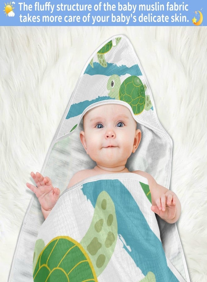 ويلداي منشفة أطفال من ويلداي بتصميم سلحفاة بحرية لطيفة، فائقة النعومة، مزودة بغطاء للرأس - مناشف حمام قطنية فائقة الامتصاص، مقاس 30 × 30 بوصة - Image 5